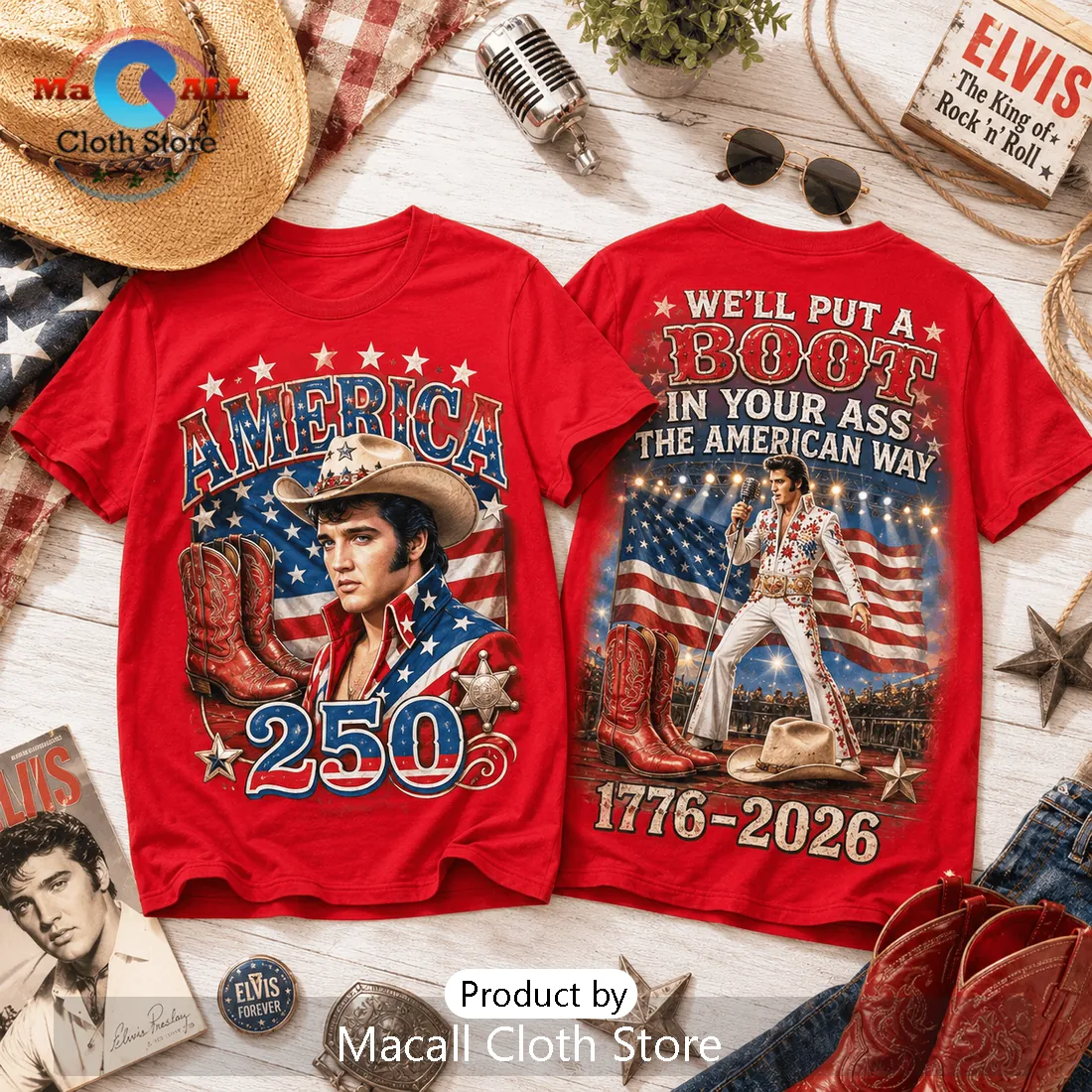 Elvis Presley USA 250th Anniversary Patriotic T-Shirt Elvis Presley USA 250th Anniversary Patriotic T-Shirt