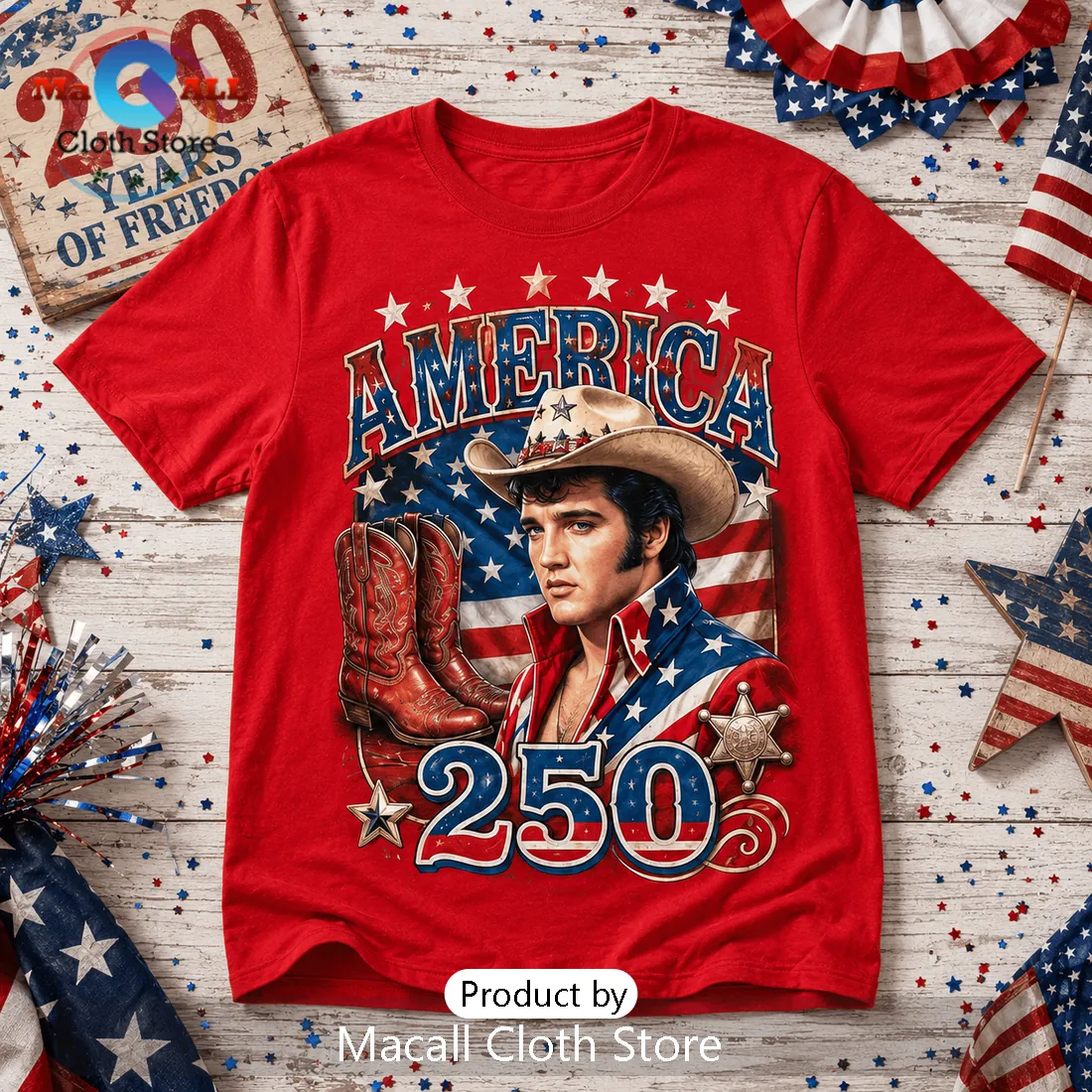 Elvis Presley USA 250th Anniversary Patriotic T-Shirt Elvis Presley USA 250th Anniversary Patriotic T-Shirt