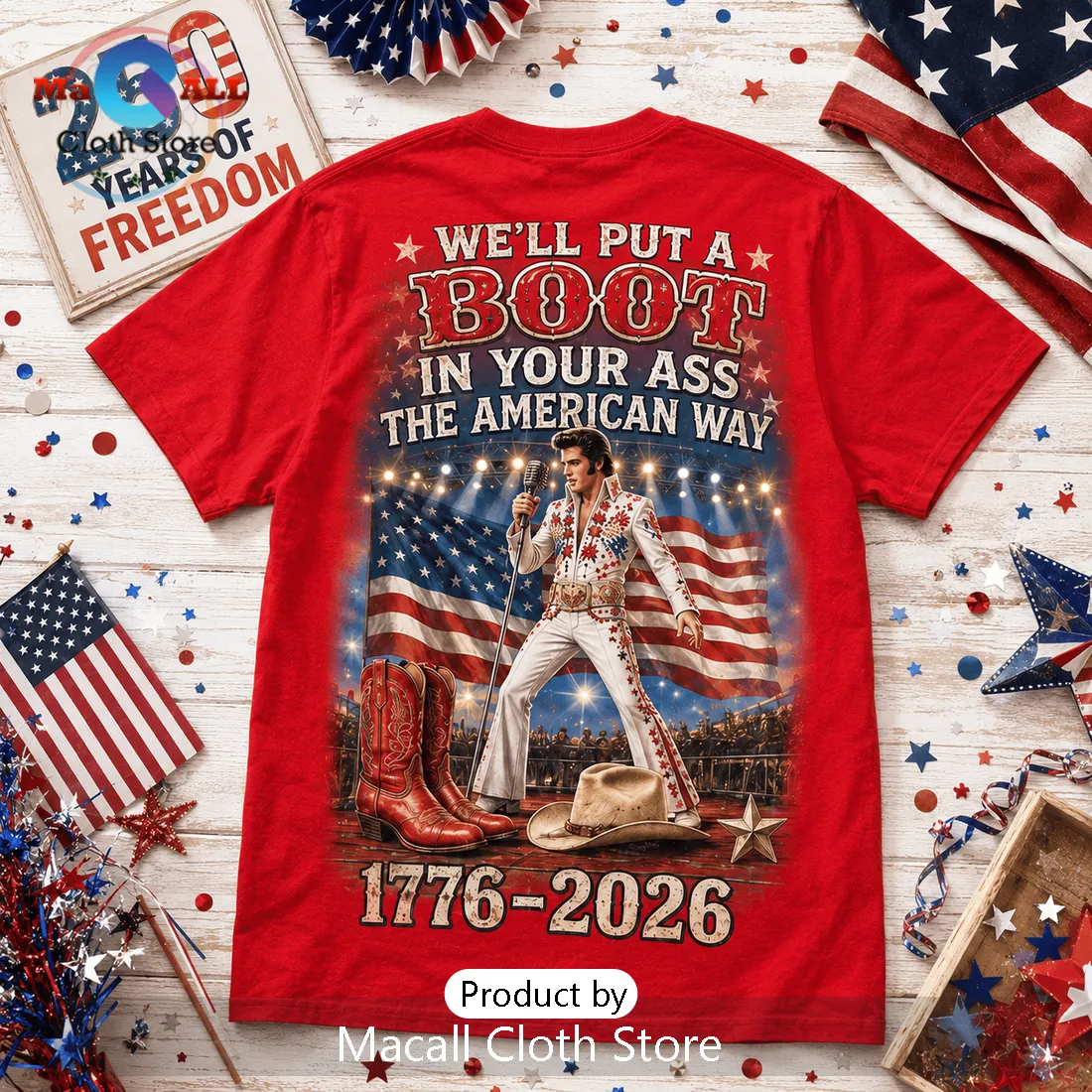 Elvis Presley USA 250th Anniversary Patriotic T-Shirt Elvis Presley USA 250th Anniversary Patriotic T-Shirt