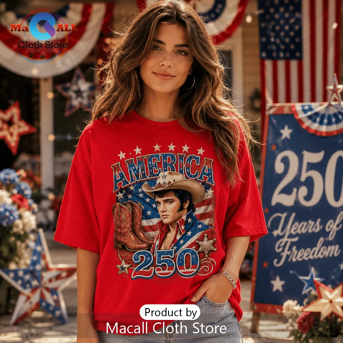 Elvis Presley USA 250th Anniversary Patriotic T-Shirt Elvis Presley USA 250th Anniversary Patriotic T-Shirt