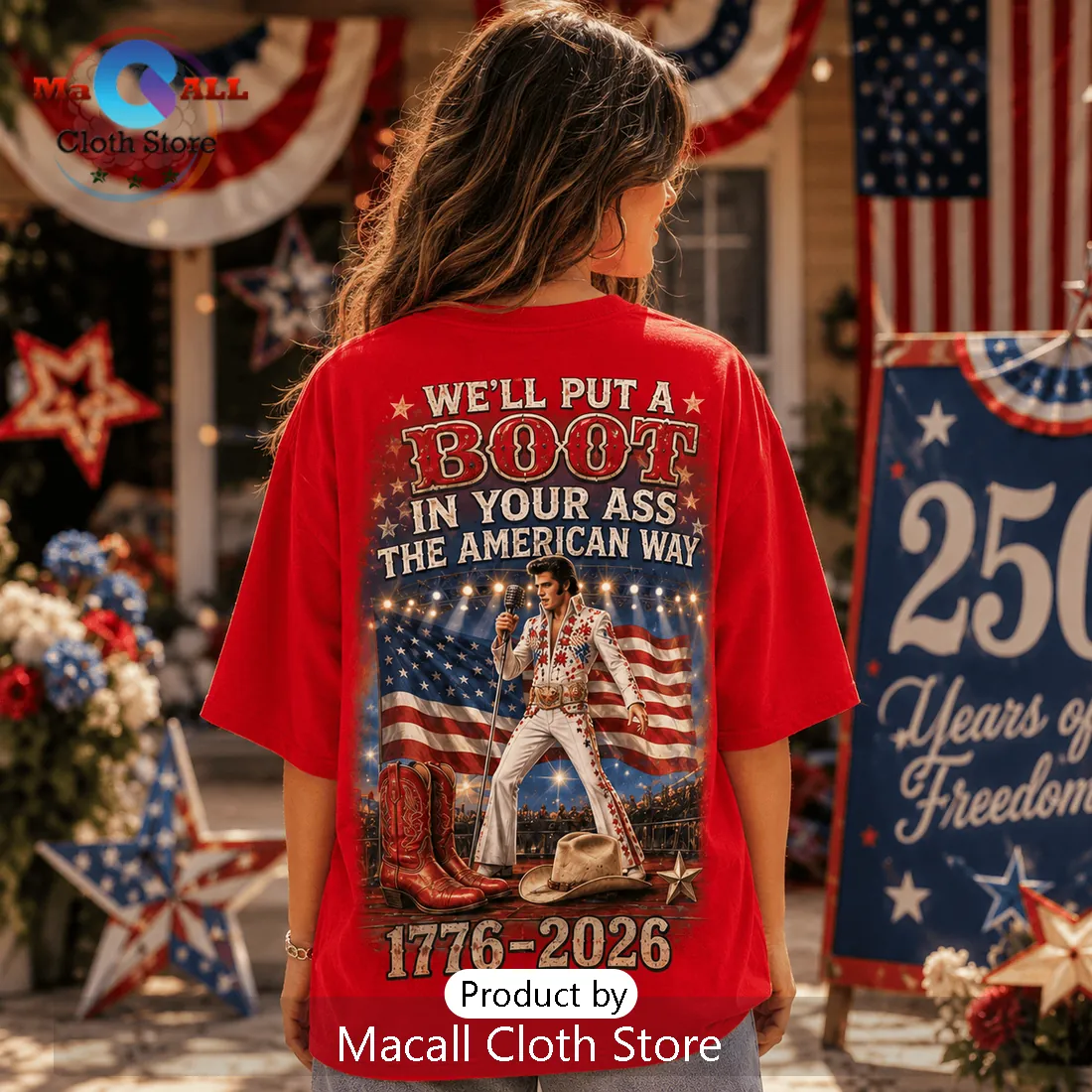Elvis Presley USA 250th Anniversary Patriotic T-Shirt Elvis Presley USA 250th Anniversary Patriotic T-Shirt