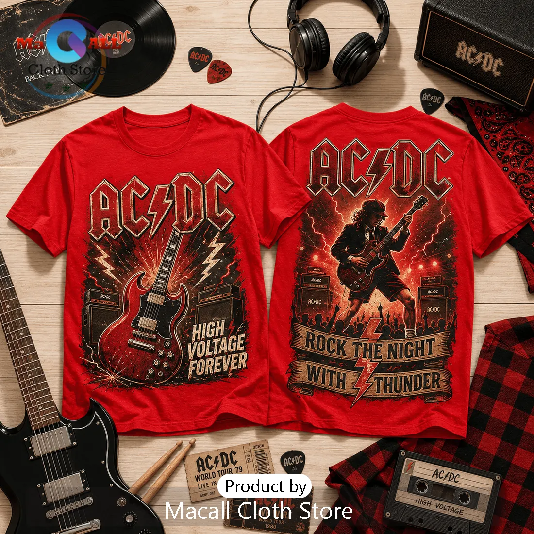 AC/DC High Voltage Rock Band Red T-Shirt AC/DC High Voltage Rock Band Red T-Shirt