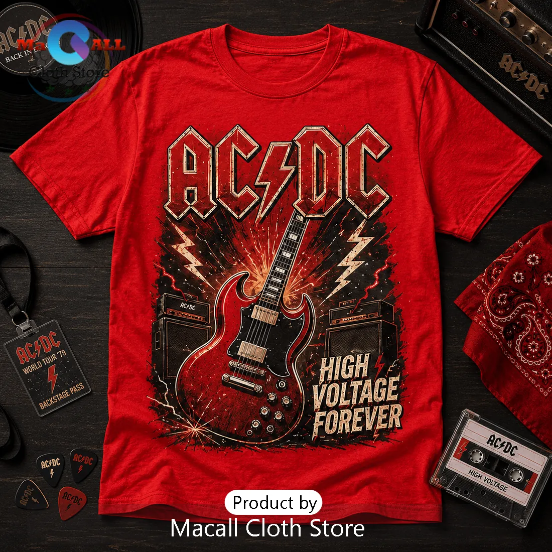 AC/DC High Voltage Rock Band Red T-Shirt AC/DC High Voltage Rock Band Red T-Shirt