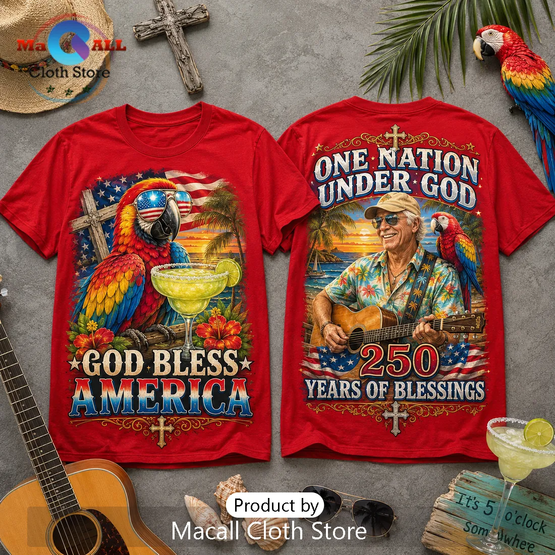 God Bless America Patriotic Parrot Red T-Shirt God Bless America Patriotic Parrot Red T-Shirt