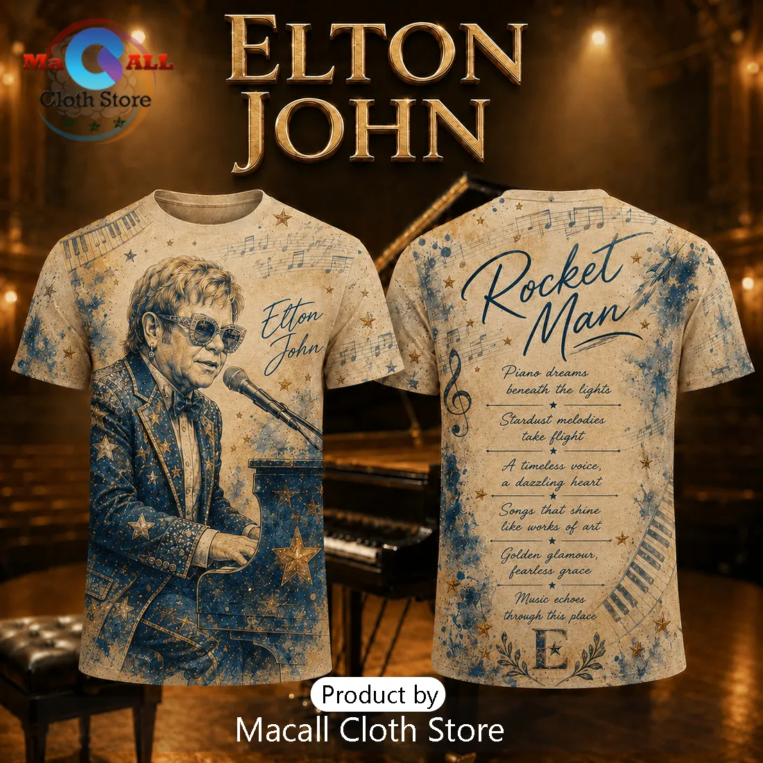 Elton John Rocket Man Grunge Clothing T-Shirt Elton John Rocket Man Grunge Clothing T-Shirt