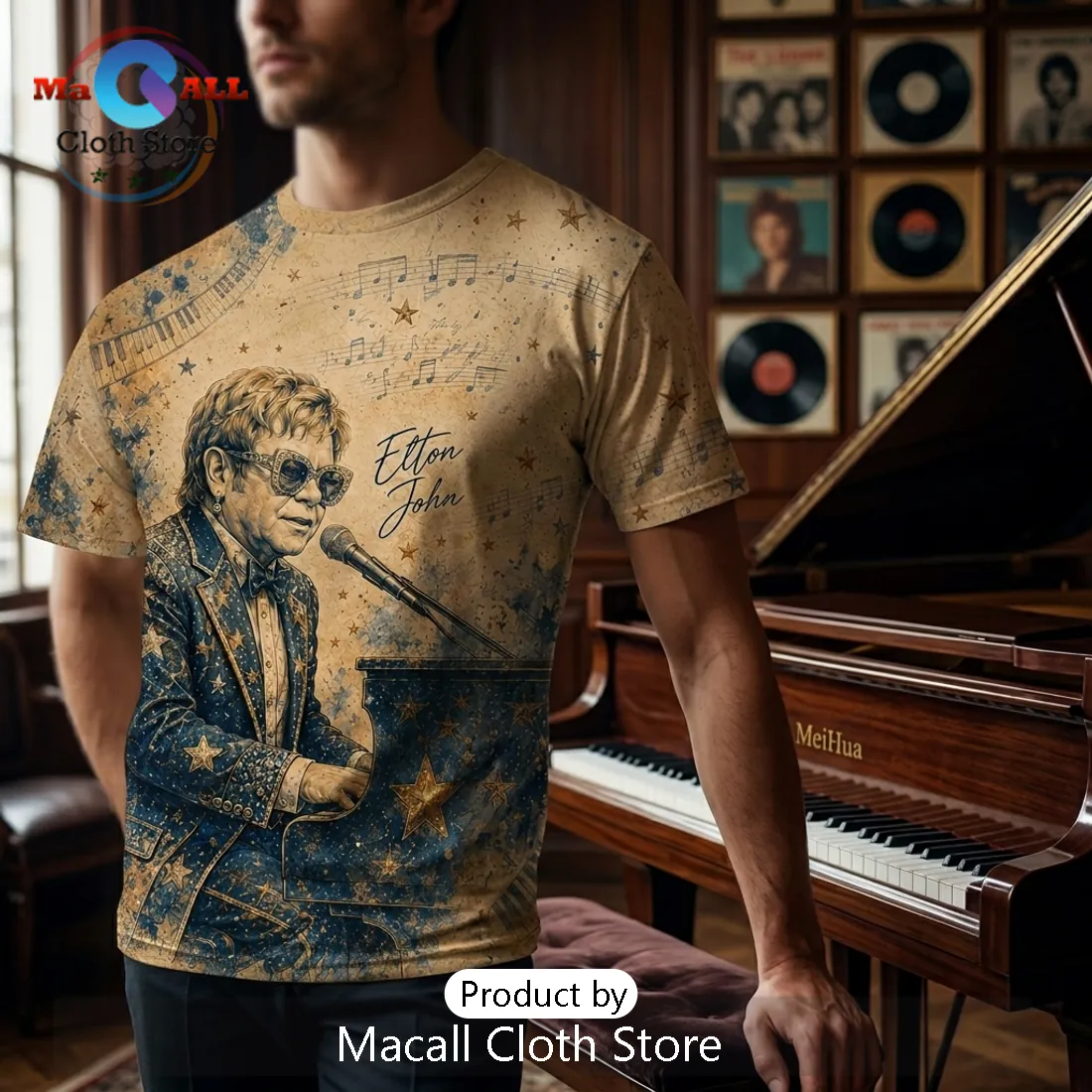 Elton John Rocket Man Grunge Clothing T-Shirt Elton John Rocket Man Grunge Clothing T-Shirt