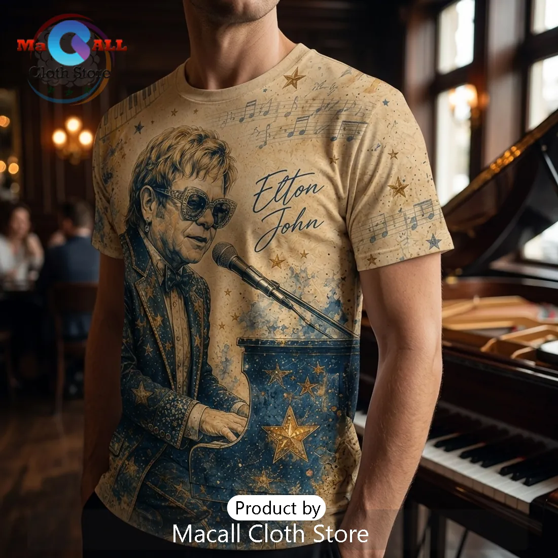 Elton John Rocket Man Grunge Clothing T-Shirt Elton John Rocket Man Grunge Clothing T-Shirt