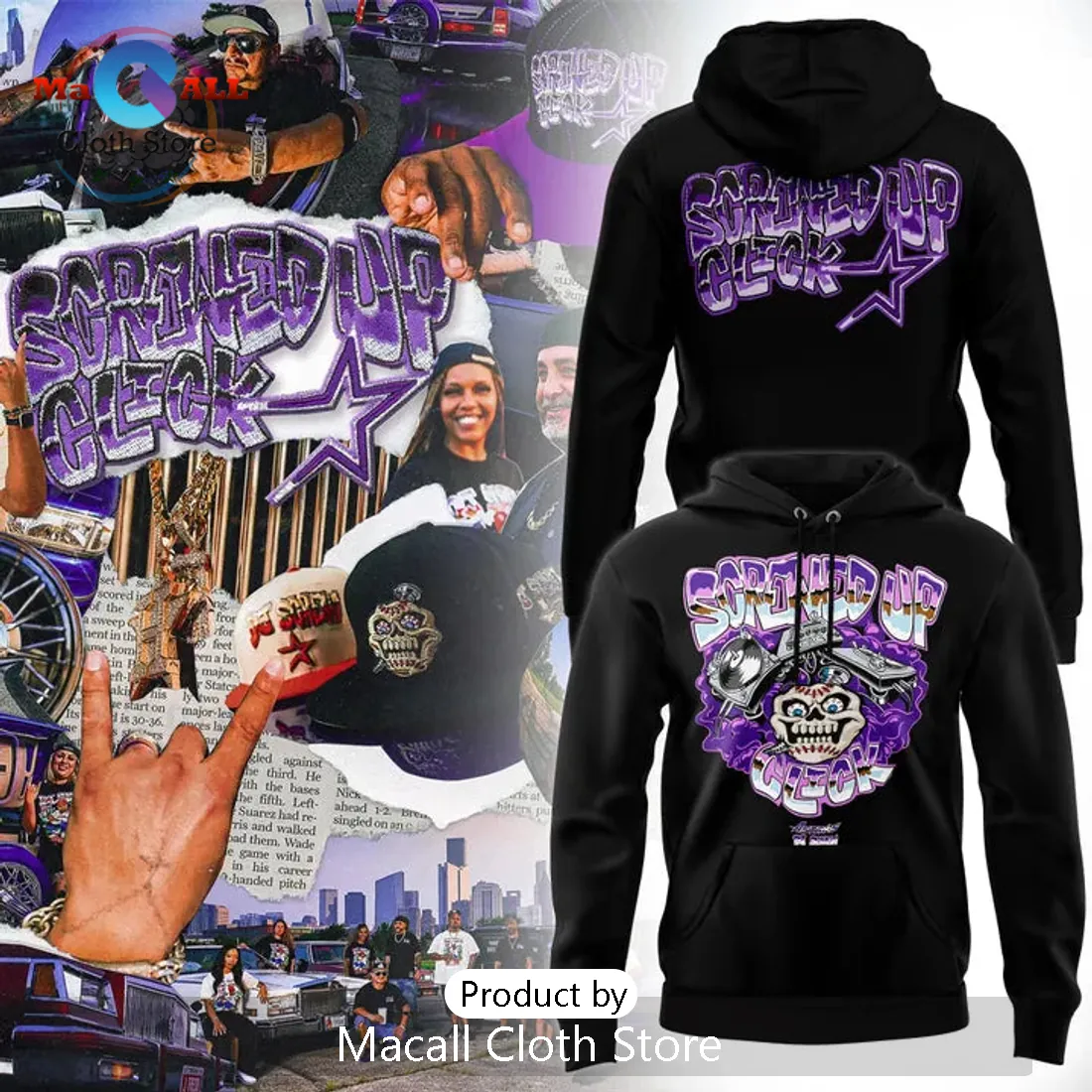 Houston Astros x DJ Screw Screwed Up Click Black Hoodie Houston Astros x DJ Screw Screwed Up Click Black Hoodie