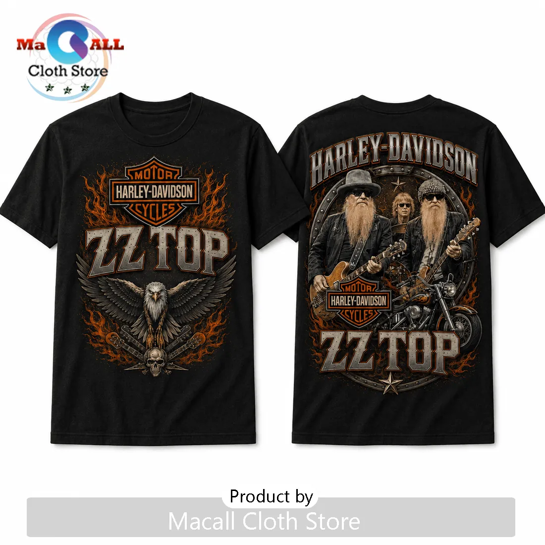 ZZ Top Harley-Davidson Vintage Black T-Shirt
