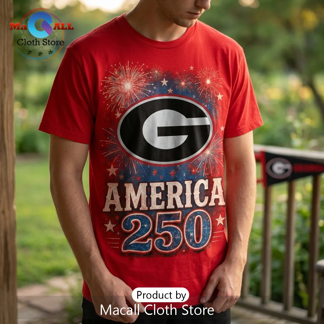 Georgia Bulldogs Football 250 Years Freedom Red T-Shirt Georgia Bulldogs Football 250 Years Freedom Red T-Shirt