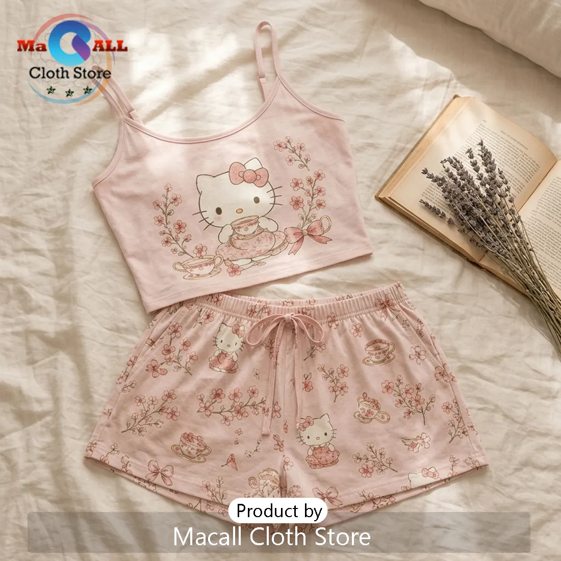 Hello Kitty Illustrated Tank and Shorts Loungewear Set