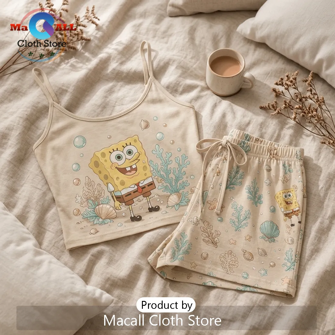 SpongeBob SquarePants Beige Aesthetic Loungewear Set
