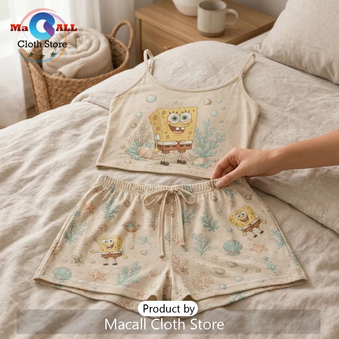 SpongeBob SquarePants Beige Aesthetic Loungewear Set SpongeBob SquarePants Beige Aesthetic Loungewear Set
