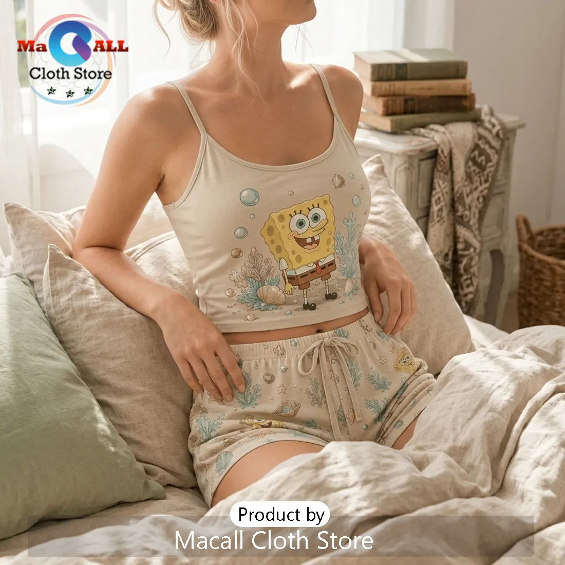 SpongeBob SquarePants Beige Aesthetic Loungewear Set SpongeBob SquarePants Beige Aesthetic Loungewear Set
