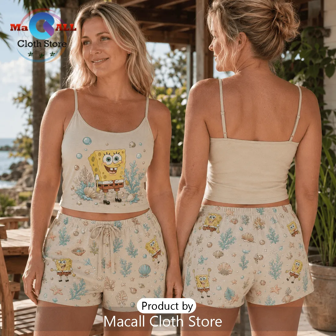 SpongeBob SquarePants Beige Aesthetic Loungewear Set SpongeBob SquarePants Beige Aesthetic Loungewear Set