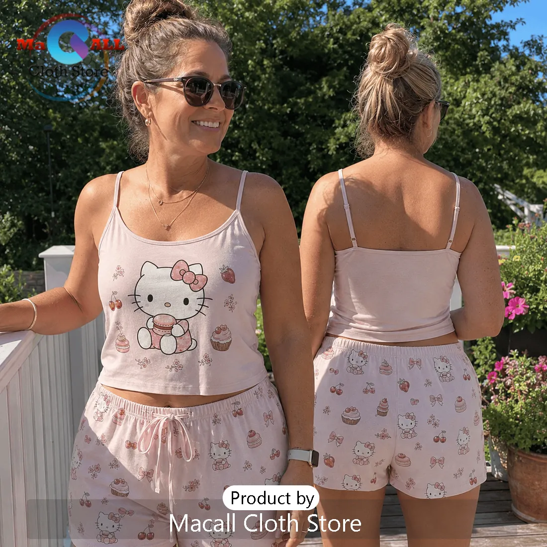 Hello Kitty Pink Aesthetic Pajama Loungewear Set Hello Kitty Pink Aesthetic Pajama Loungewear Set