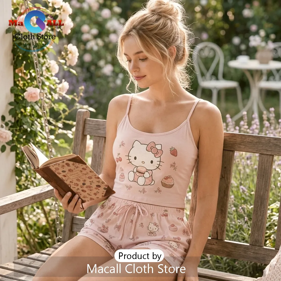 Hello Kitty Pink Aesthetic Pajama Loungewear Set Hello Kitty Pink Aesthetic Pajama Loungewear Set