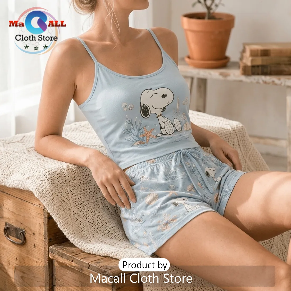 Snoopy Blue Summer Loungewear Set Snoopy Blue Summer Loungewear Set