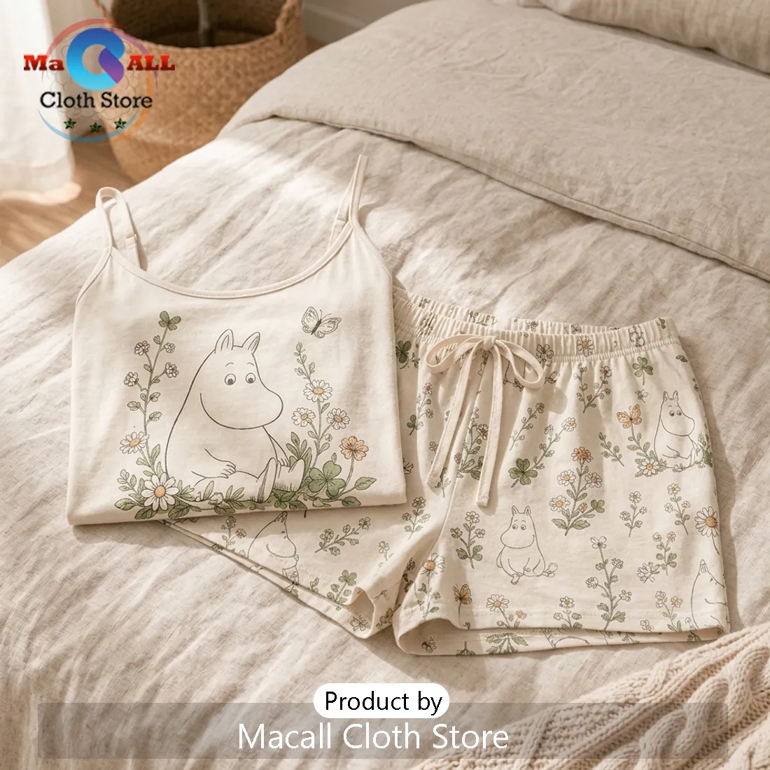 Moomin Floral Camisole and Shorts Loungewear Set