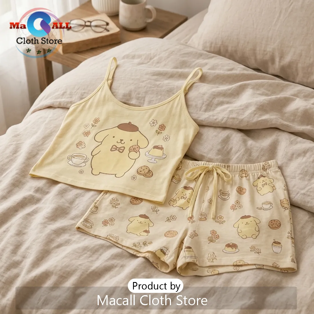 Pompompurin Yellow Cute Summer Loungewear Set Pompompurin Yellow Cute Summer Loungewear Set