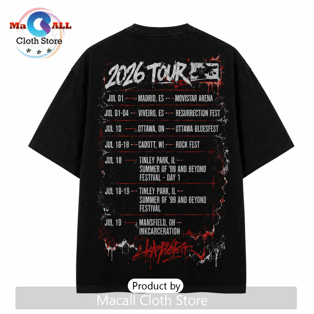 Limp Bizkit 2026 Concert Tour Limited T-Shirt Limp Bizkit 2026 Concert Tour Limited T-Shirt