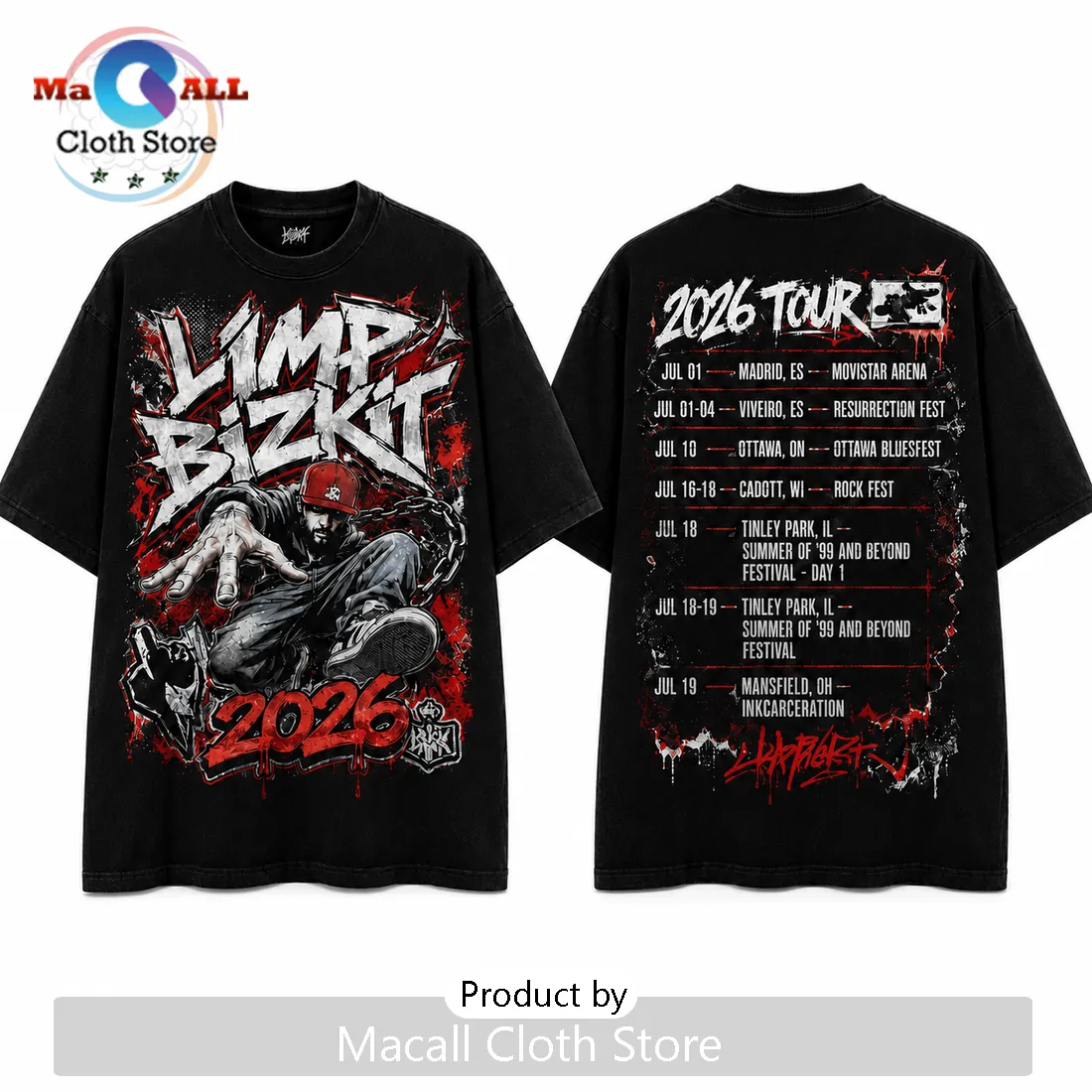 Limp Bizkit 2026 Concert Tour Limited T-Shirt Limp Bizkit 2026 Concert Tour Limited T-Shirt