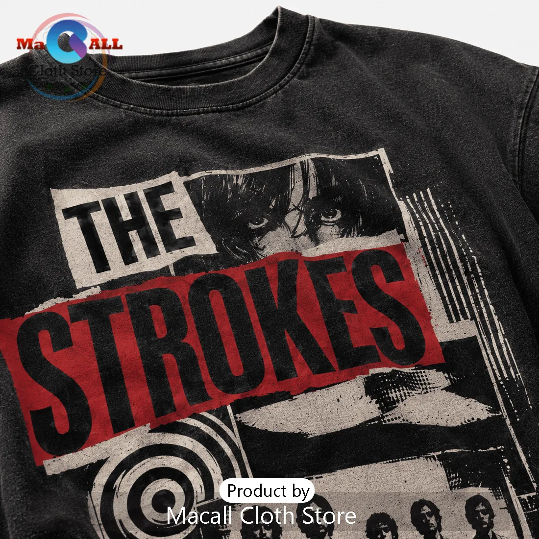 The Strokes 2026 Tour Vintage Washed Black T-Shirt The Strokes 2026 Tour Vintage Washed Black T-Shirt