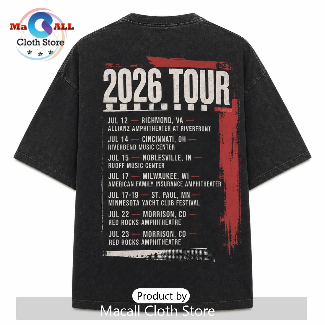 The Strokes 2026 Tour Vintage Washed Black T-Shirt The Strokes 2026 Tour Vintage Washed Black T-Shirt