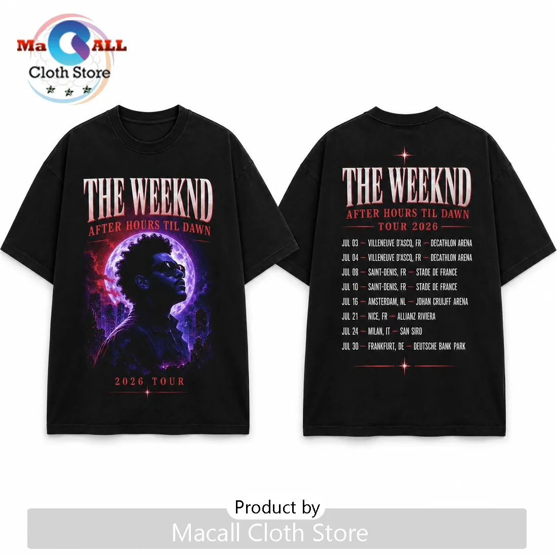 The Weeknd After Hours Til Dawn 2026 Tour Black T-Shirt The Weeknd After Hours Til Dawn 2026 Tour Black T-Shirt