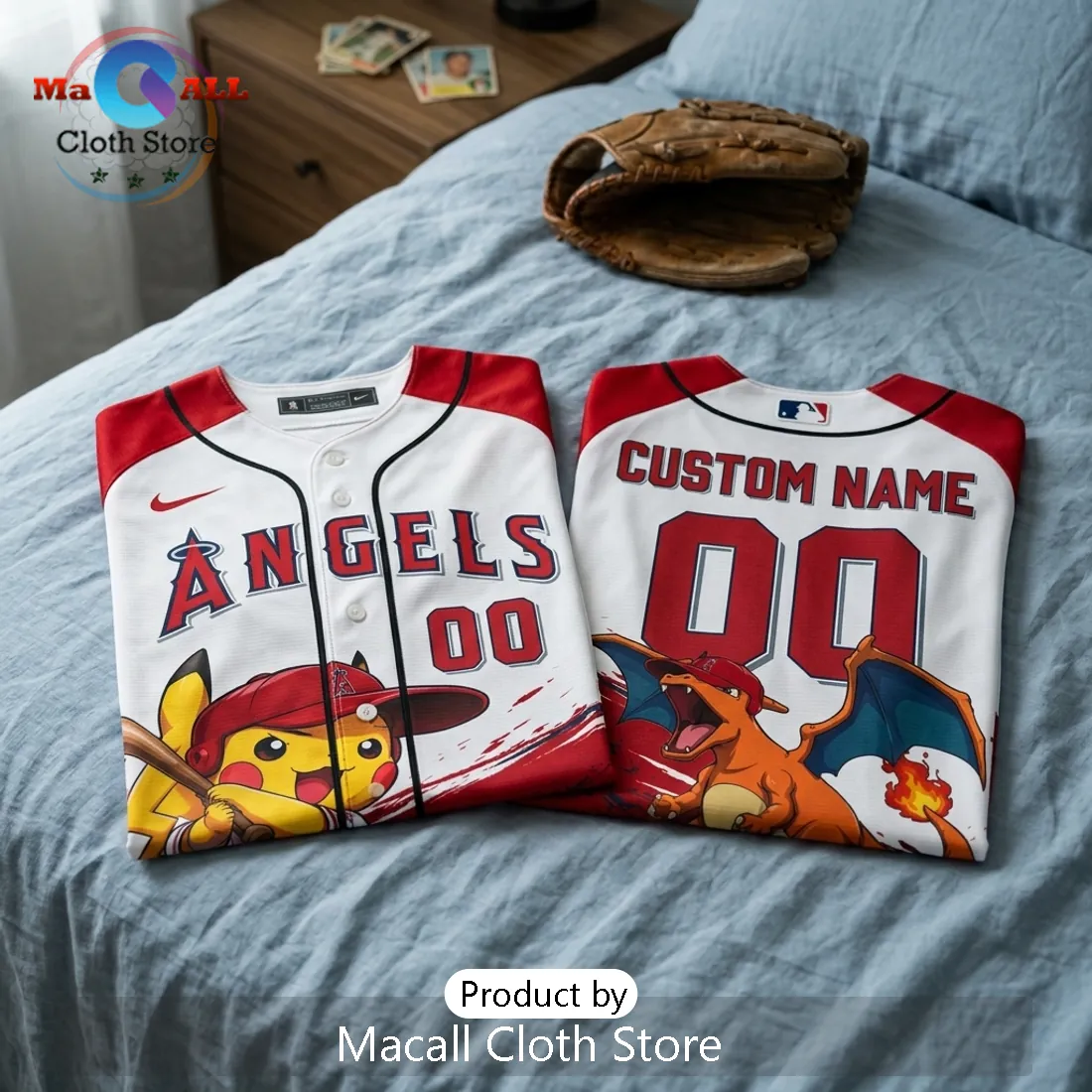 Pokémon x Los Angeles Angels Custom Name Baseball Jersey Pokémon x Los Angeles Angels Custom Name Baseball Jersey