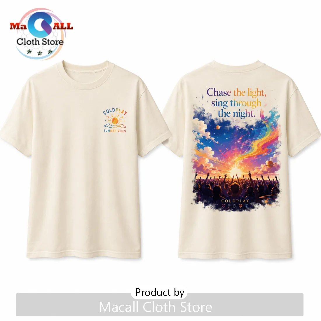 Coldplay Chase The Light Cream T-Shirt Coldplay Chase The Light Cream T-Shirt
