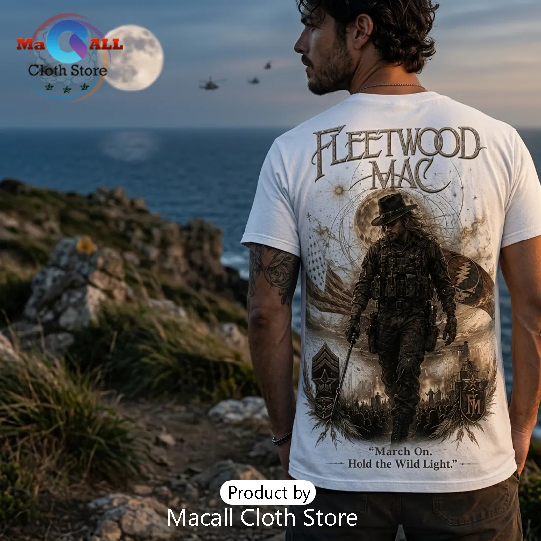 Fleetwood Mac Military Soldier White T-Shirt Fleetwood Mac Military Soldier White T-Shirt