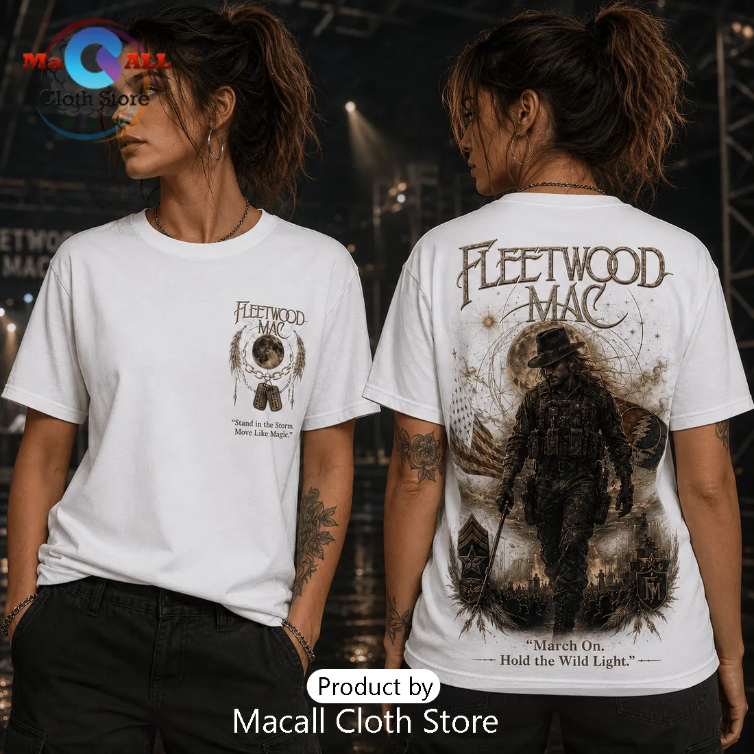 Fleetwood Mac Military Soldier White T-Shirt Fleetwood Mac Military Soldier White T-Shirt