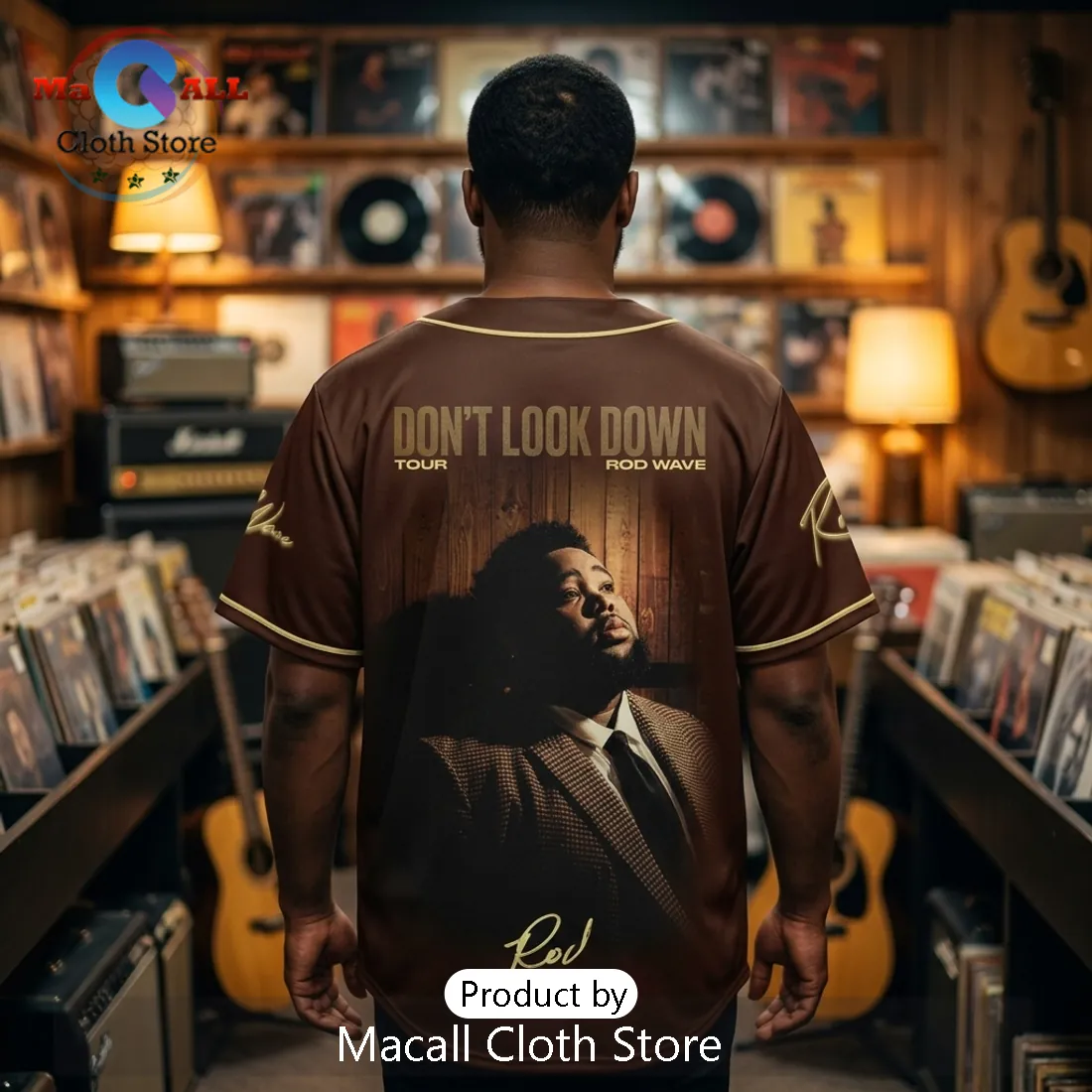 Rod Wave Don’t Look Down Tour Brown Baseball Jersey Rod Wave Don’t Look Down Tour Brown Baseball Jersey