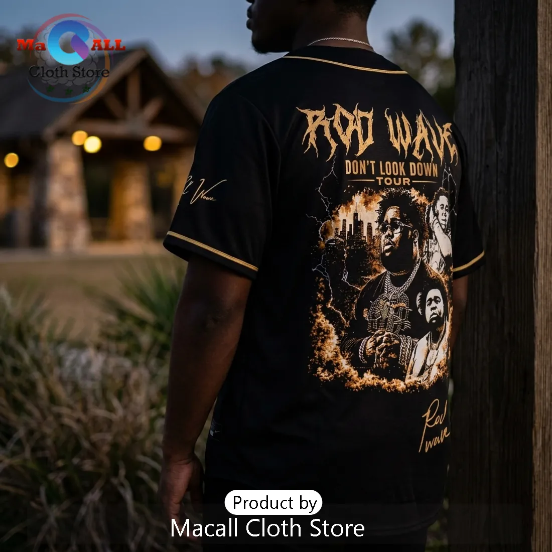 Rod Wave Don’t Look Down Tour Black Baseball Jersey Rod Wave Don’t Look Down Tour Black Baseball Jersey