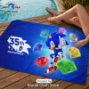 Sonic the Hedgehog 35th Anniversary Black Rectangle Beach Towel Sonic the Hedgehog 35th Anniversary Black Rectangle Beach Towel