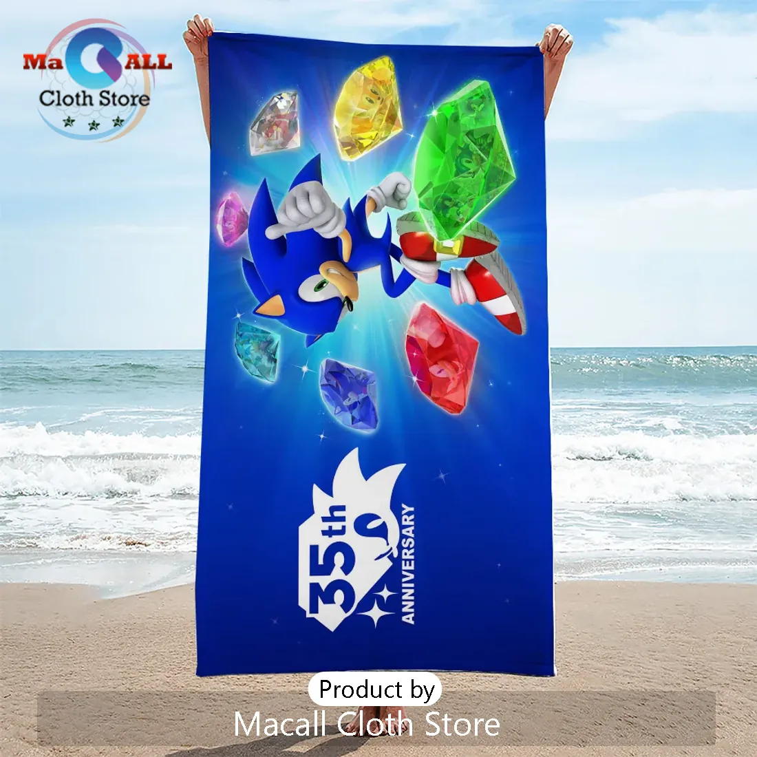 Sonic the Hedgehog 35th Anniversary Blue Beach Towel Sonic the Hedgehog 35th Anniversary Blue Beach Towel