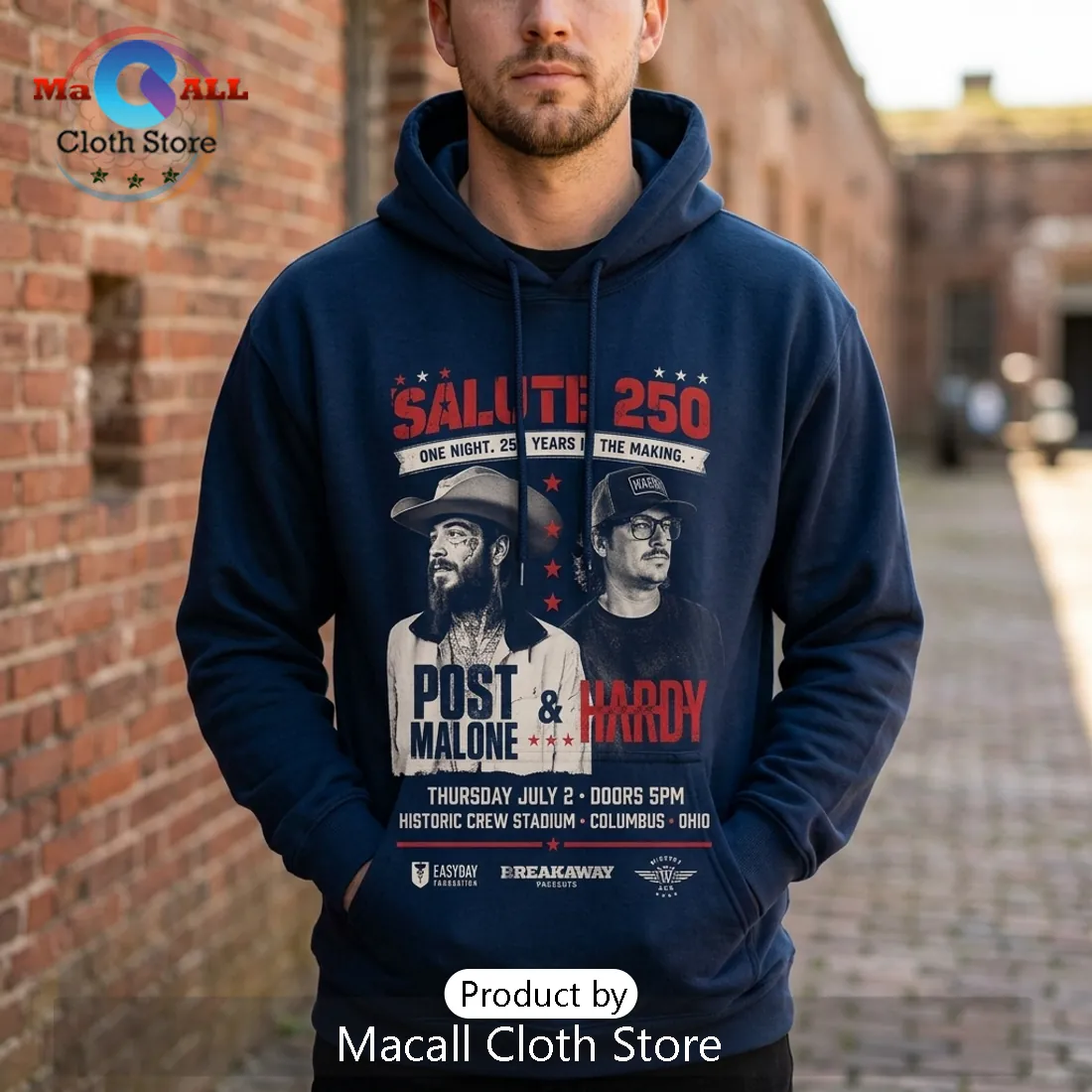 Post Malone Hardy Salute 250 Columbus Ohio Navy Hoodie Post Malone Hardy Salute 250 Columbus Ohio Navy Hoodie
