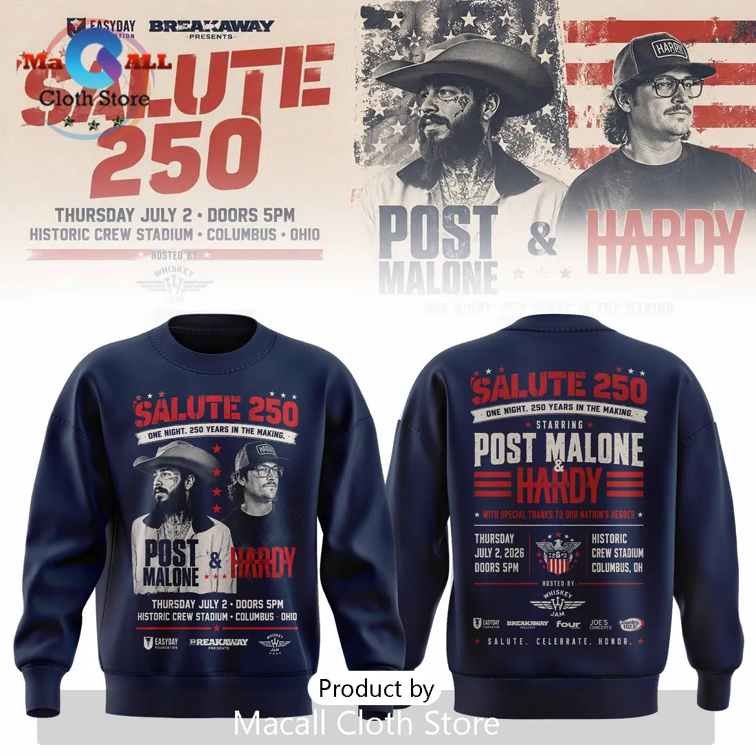 Post Malone Hardy Salute 250 Columbus Ohio Navy Hoodie Post Malone Hardy Salute 250 Columbus Ohio Navy Hoodie