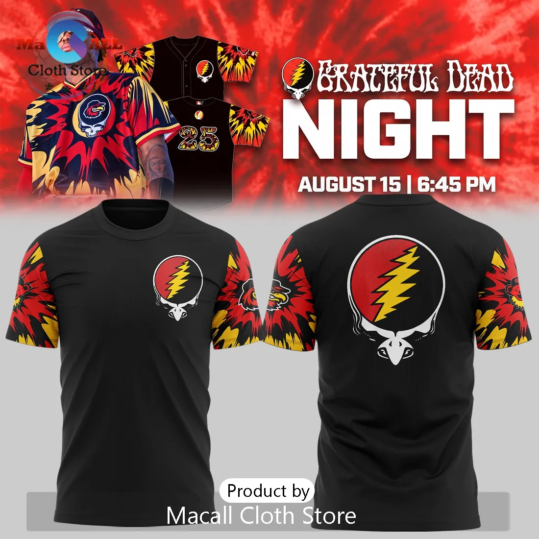 Rochester Red Wings Grateful Dead Night Tie Dye T-Shirt Rochester Red Wings Grateful Dead Night Tie Dye T-Shirt