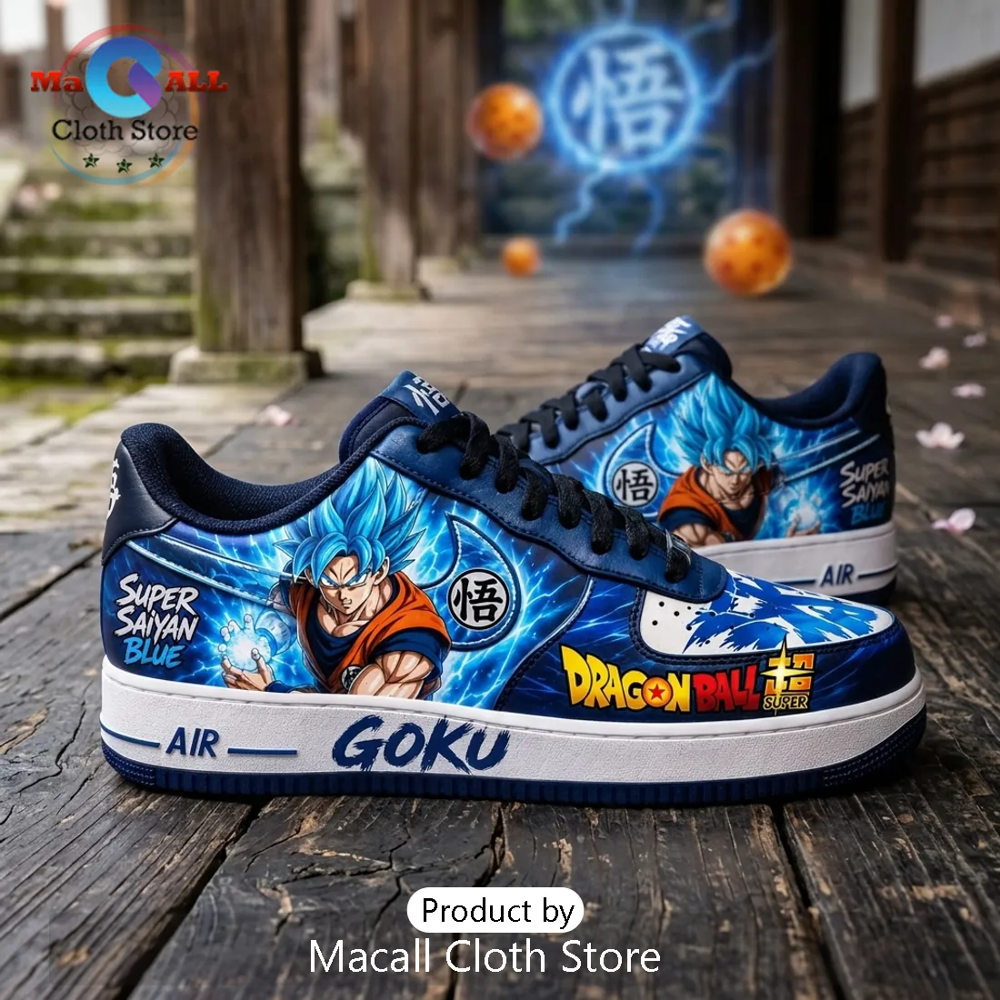Custom Dragon Ball Super Goku Blue Air Force 1 Sneakers Custom Dragon Ball Super Goku Blue Air Force 1 Sneakers