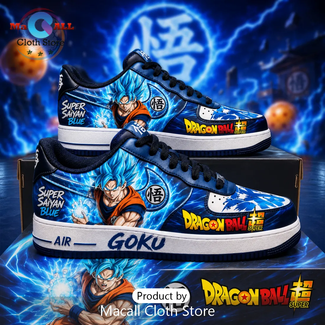 Custom Dragon Ball Super Goku Blue Air Force 1 Sneakers Custom Dragon Ball Super Goku Blue Air Force 1 Sneakers