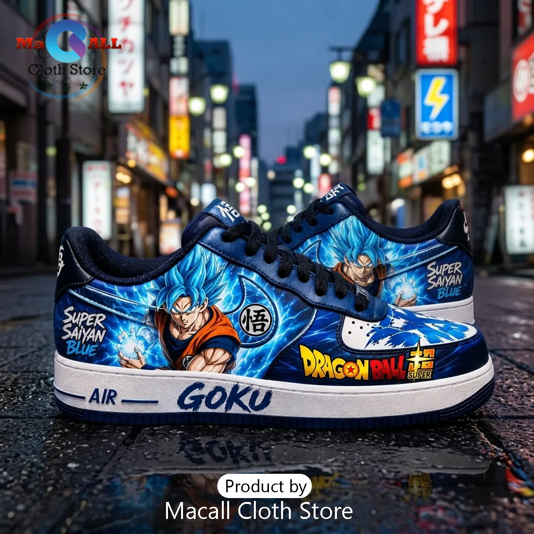 Custom Dragon Ball Super Goku Blue Air Force 1 Sneakers Custom Dragon Ball Super Goku Blue Air Force 1 Sneakers