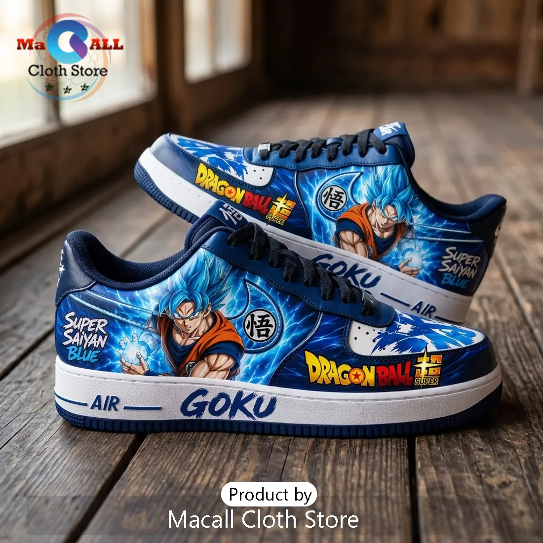 Custom Dragon Ball Super Goku Blue Air Force 1 Sneakers Custom Dragon Ball Super Goku Blue Air Force 1 Sneakers