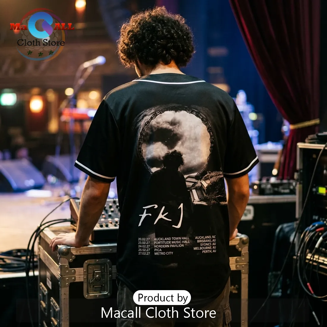 FKJ Tour 2027 Concert Merch Black Baseball Jersey FKJ Tour 2027 Concert Merch Black Baseball Jersey