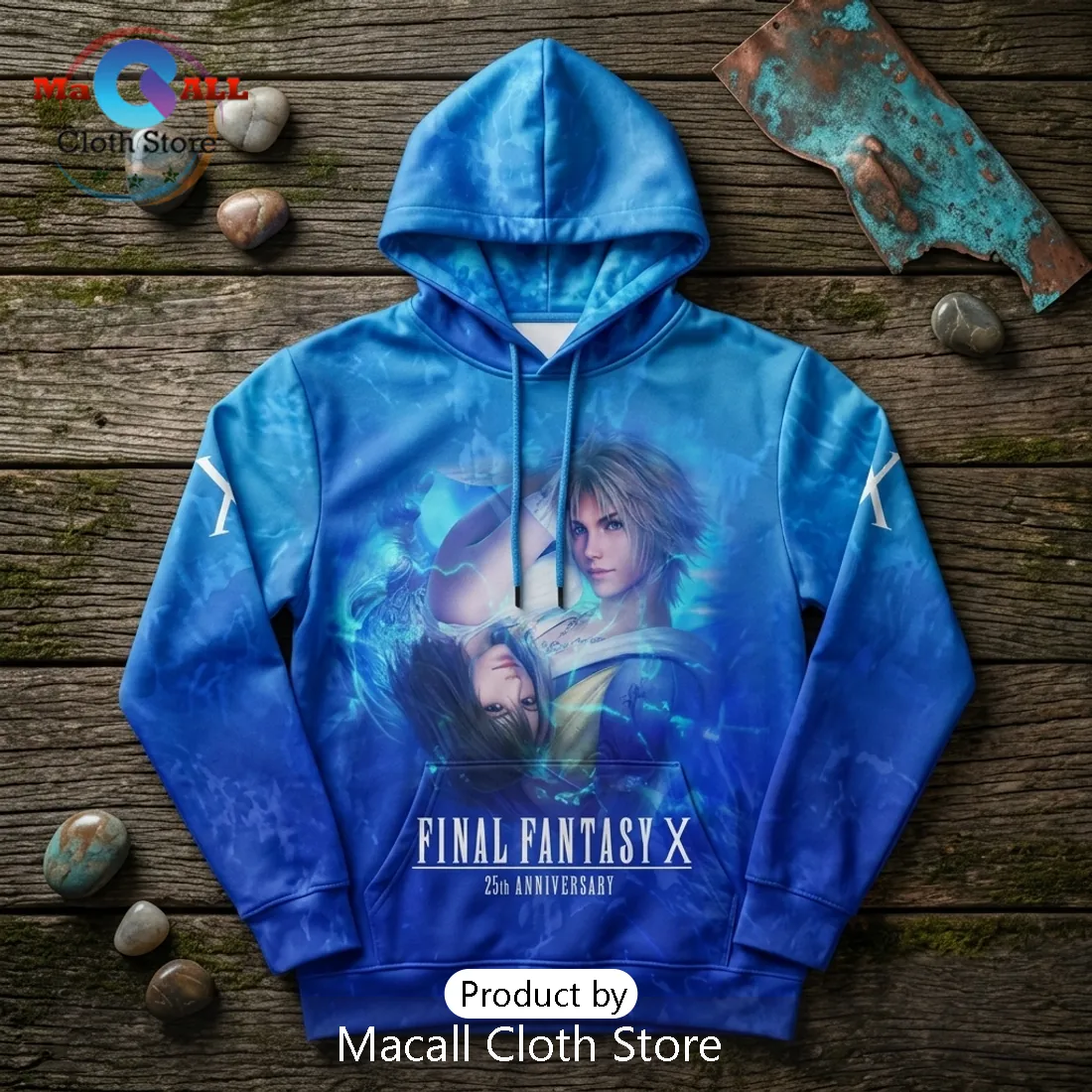 Final Fantasy X 25th Anniversary Blue Pullover Hoodie Final Fantasy X 25th Anniversary Blue Pullover Hoodie