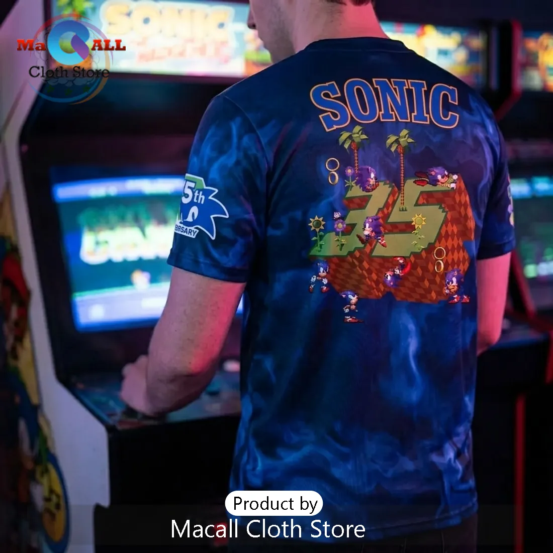 Sonic the Hedgehog 35th Anniversary Navy Blue T-Shirt Sonic the Hedgehog 35th Anniversary Navy Blue T-Shirt