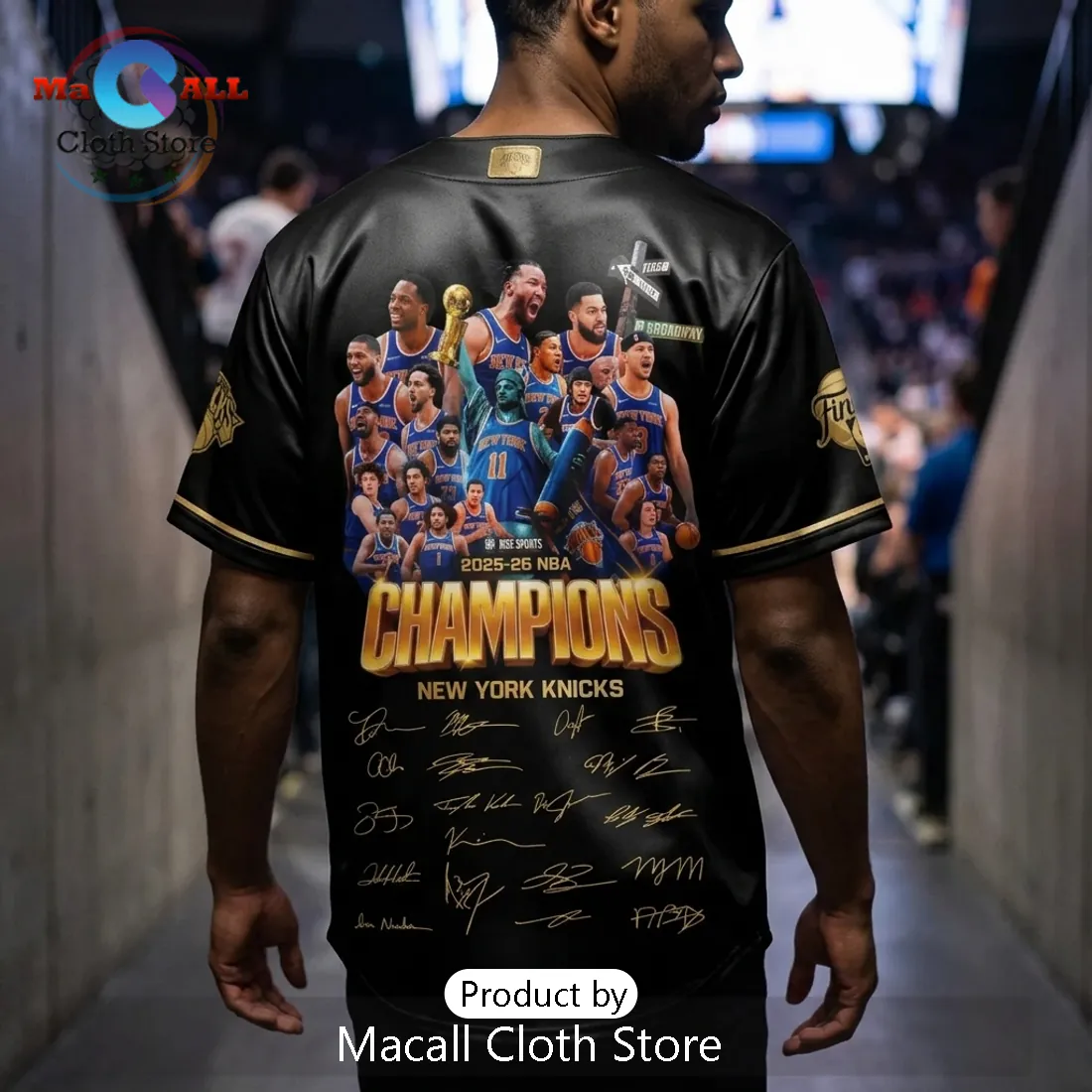 New York Knicks 2026 NBA Champions Black Baseball Jersey New York Knicks 2026 NBA Champions Black Baseball Jersey