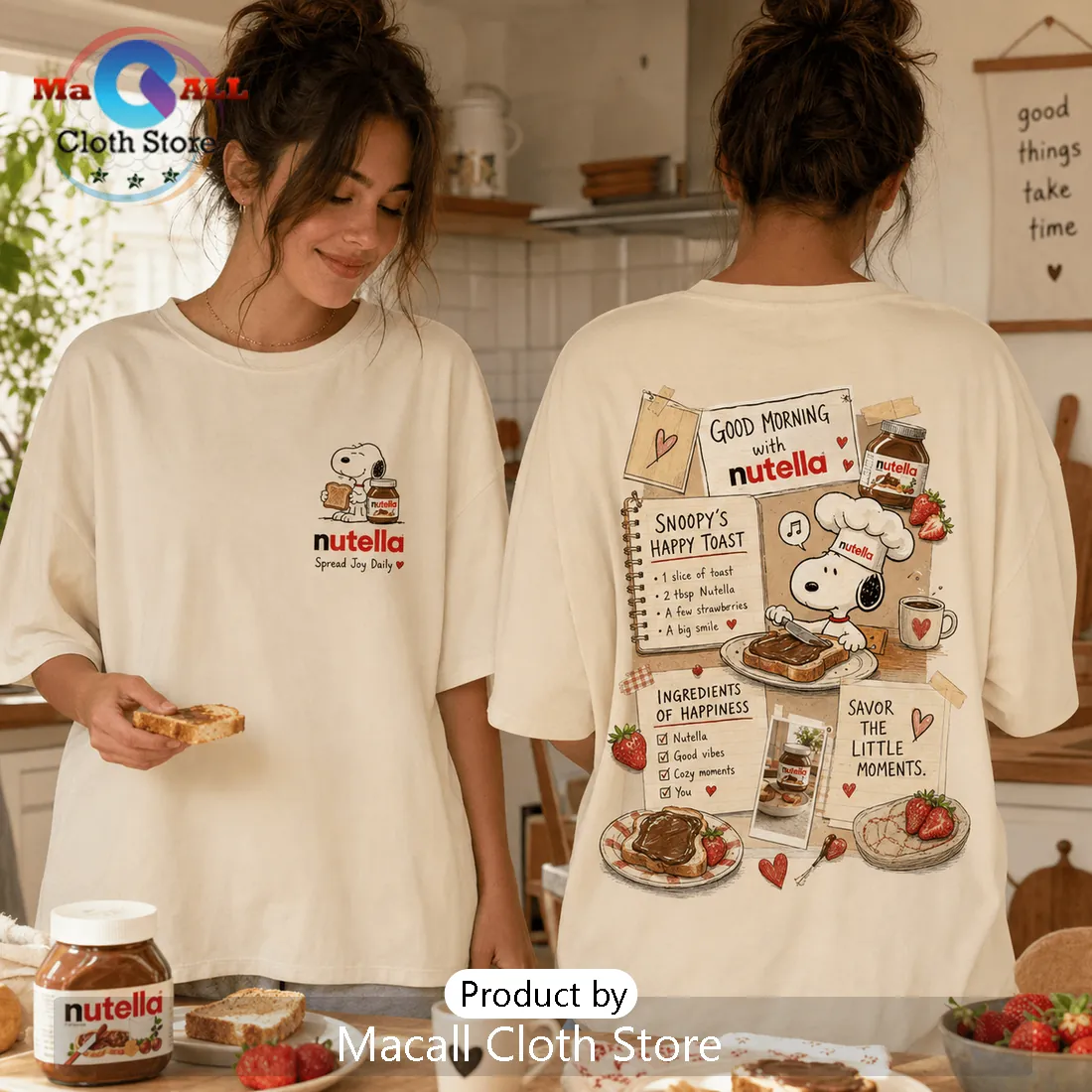 Snoopy x Nutella Breakfast Theme Funny T-Shirt Snoopy x Nutella Breakfast Theme Funny T-Shirt