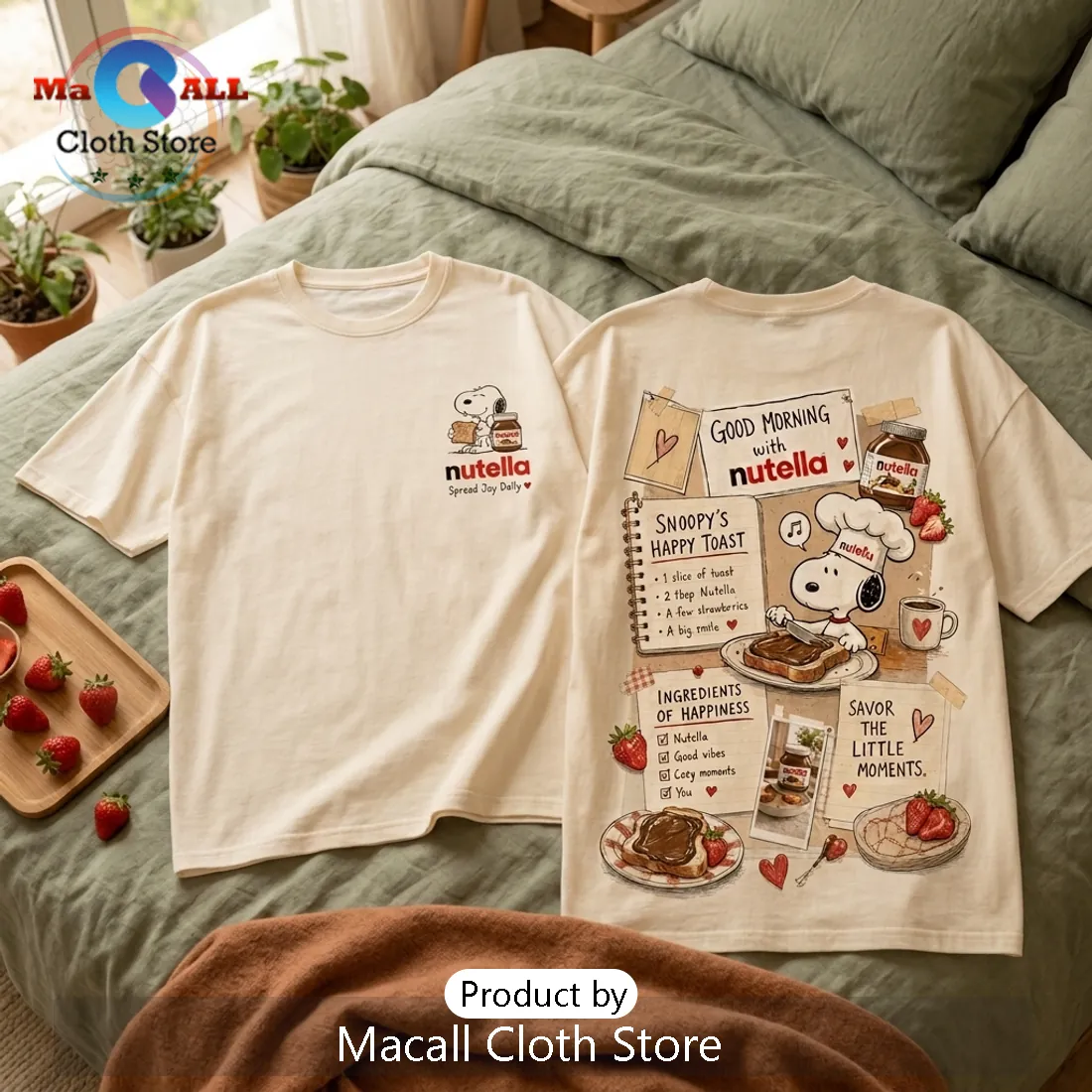 Snoopy x Nutella Breakfast Theme Funny T-Shirt Snoopy x Nutella Breakfast Theme Funny T-Shirt